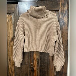 Aritzia Babaton Ribbed Tan Turtleneck Sweater